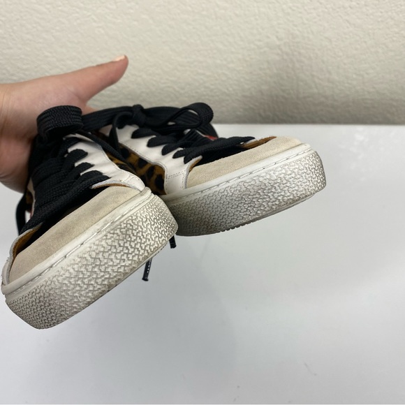 Veronica Beard Distressed Sami Leopard Calf Hair Suede Sneakers - Picture 5 of 11